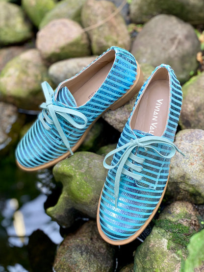 Stripy Sky Blue Derby shoes