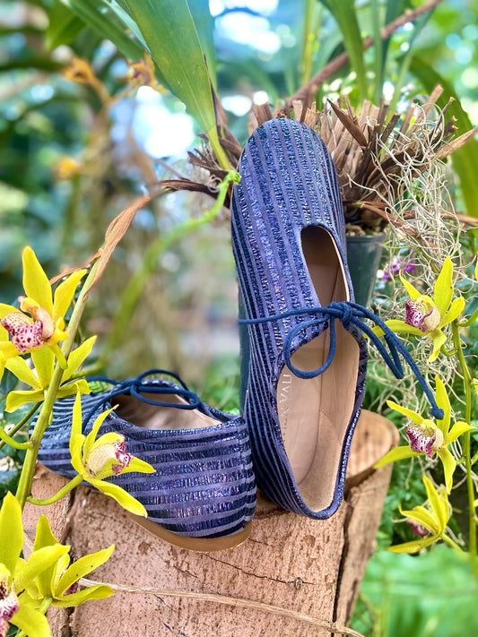 Navy Stripy Lace-ups