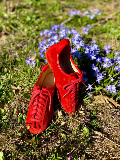 Poppy Red Suede Lace-Ups