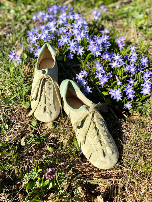 Eucalyptus Green Suede Lace-Ups