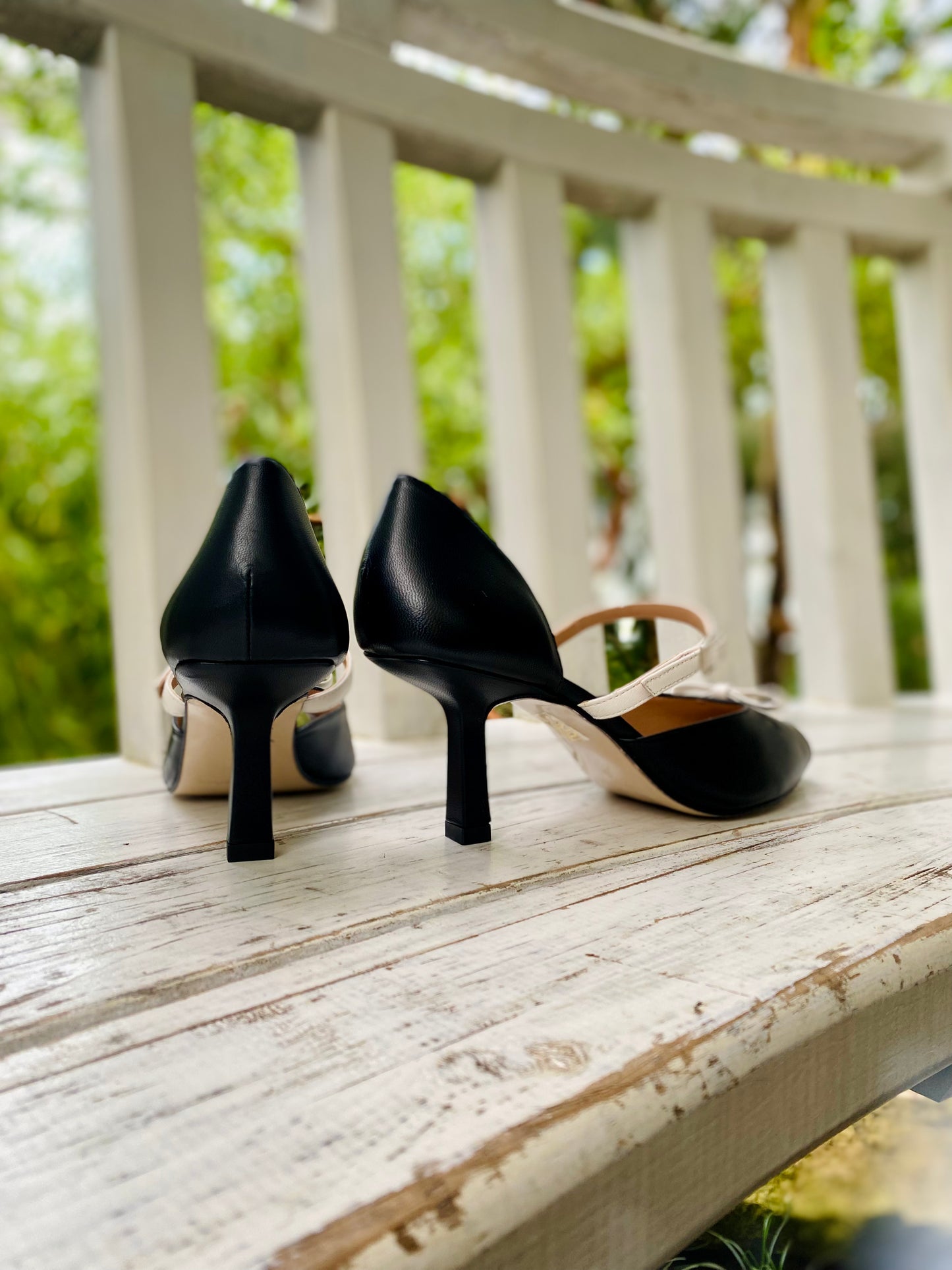 Black and White Peep-toe D'Orsay Heels