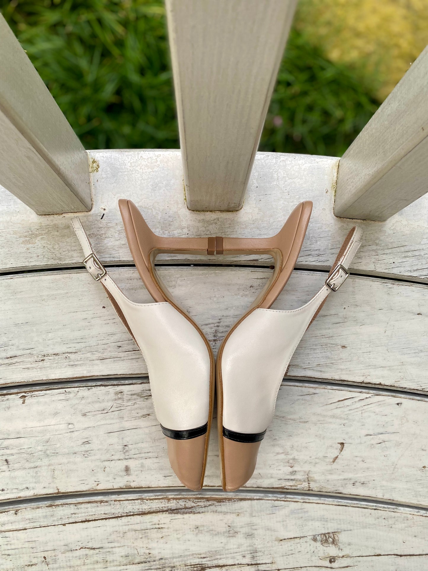 Caffe Latte Peep-toe Slingback Heels