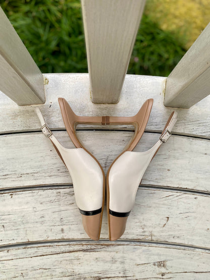 Caffe Latte Peep-toe Slingback Heels