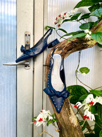 Studded Midnight Blue Slingbacks