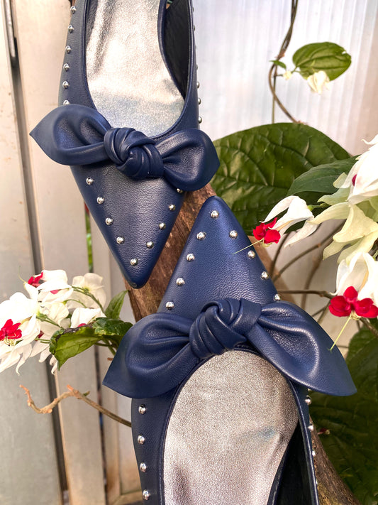 Studded Midnight Blue Slingbacks