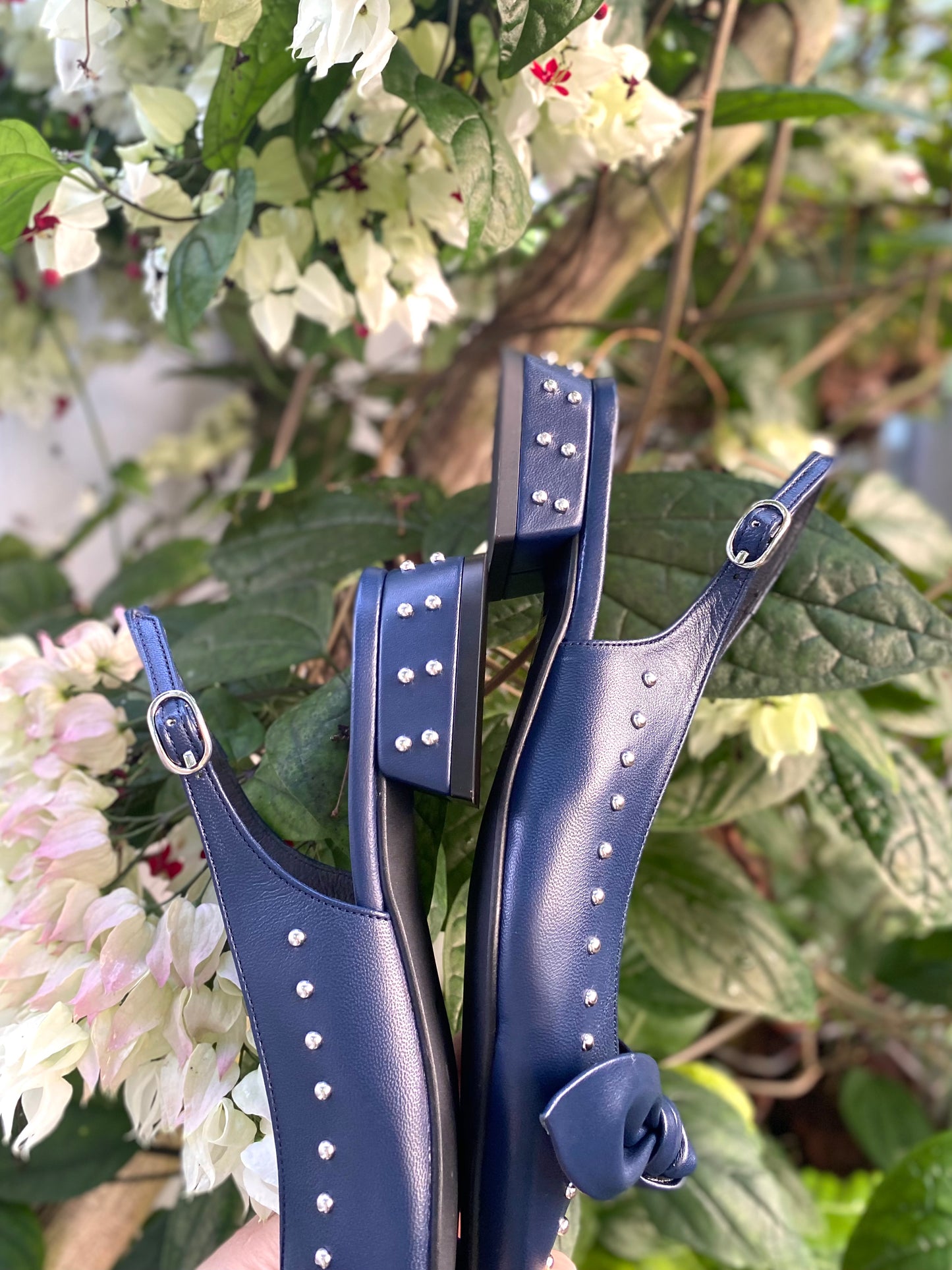 Studded Midnight Blue Slingbacks