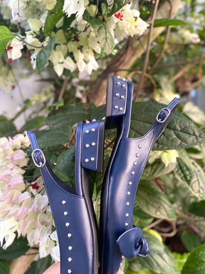 Studded Midnight Blue Slingbacks
